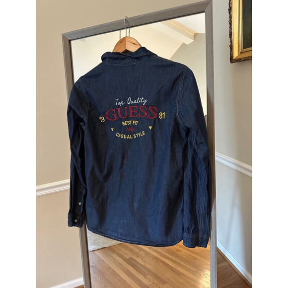 Guess Tops - Women's Guess Denim Shirt Size 14 Blue